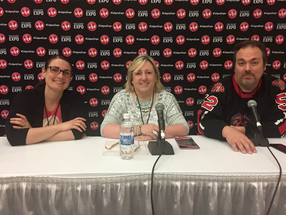Speaking on a panel at the Calgary Comic Expo with Charlotte Nixon and Dan Gibbons.